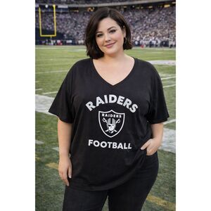 Las Vegas Raiders Majestic V-Neck Tee Game Day Sportswear Cotton Plus Size 3X